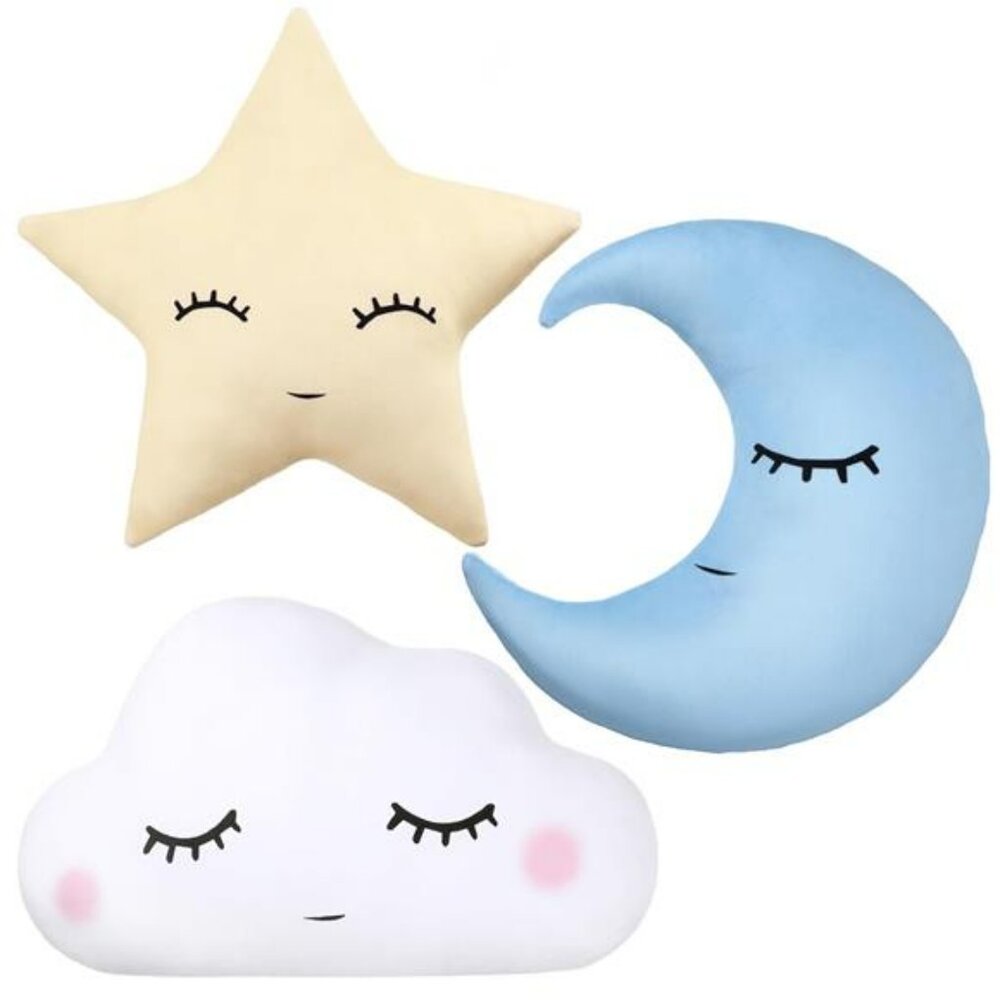 Moon Star Cloud Plush Pillow Set Soft Stuffed Nursery Decor Cushion for Kids Roo